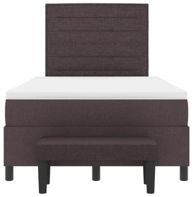 Cama Box com Colchão e Banco Castanho Escuro 120x190 cm Tecido