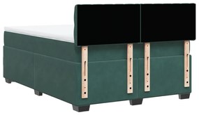Cama com molas/colchão 140x200 cm veludo verde-escuro