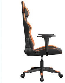 Cadeira gaming massagens couro artificial preto e laranja