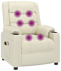 Poltrona de massagens elétrica couro artificial cor creme
