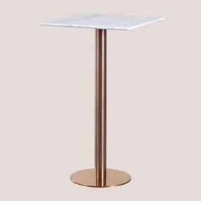 Mesa Alta De Bar Quadrada 60x60 Cm Em Mármore Cosmopolitan Mármore Branco & Oro Rosa - Sklum