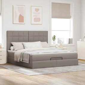 moldura de cama otomana vidaXL com tecido Taupe 180x200cm