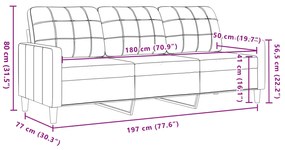 Sofá de 3 lugares 180 cm veludo azul