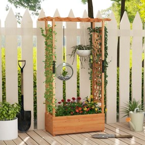 Floreira Jardim elevada de madeira com treliça em arco Floreira suspensa no teto Furo de drenagem 110 x 182 cm Laranja