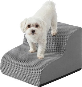 Escada para cães, de 2 degraus 40 x 40 x 30 cm Escada para animais de estimação, tecido waffle cinza ardósia