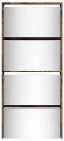Sapateira com espelho 4 divisórias 63x17x134 cm carvalho fumado