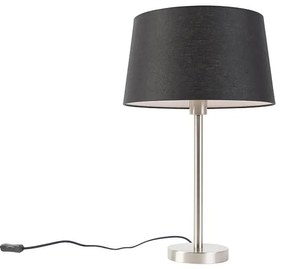 Candeeiro de mesa moderno em aço com cúpula preta 35 cm - Simplo