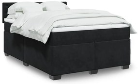 vidaXL Cama com molas/colchão 140x190 cm veludo preto