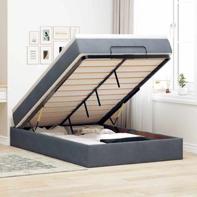 vidaXL Estrutura de cama otomana com colchão cinza escuro veludo