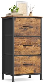Cómoda com gavetas em tecido 30 x 39,6 x 73,7 cm castanho-preto
