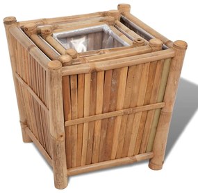 Vasos/floreiras em bambu 3 pcs forro de nylon