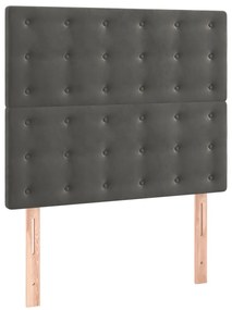 Cama box spring c/ colchão/LED 120x200cm veludo cinzento-escuro