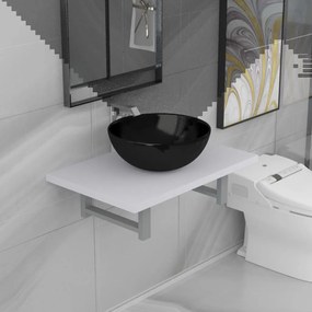 vidaXL Conjunto de móveis de casa banho 2 peças cerâmica branco