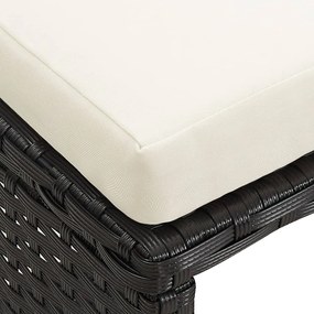 Bancos de jardim 4 pcs com almofadões vime PE preto