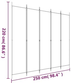Divisória com 5 painéis 250x220 cm tecido preto