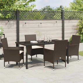 Conjunto de Jantar de Jardim com 5 Peças e Almofadas , Marrom, Rattan