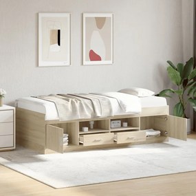 Sofá-cama com gavetas sem colchão 90x200 cm carvalho sonoma
