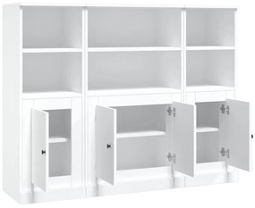 Aparadores altos 3 pcs derivados de madeira branco