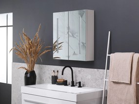 Armário de parede com espelho e iluminação LED branco 60 x 60 cm CHABUNCO Beliani