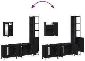4 pcs conjunto móveis casa de banho derivados de madeira preto