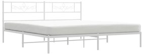 Estrutura de cama com cabeceira 193x203 cm metal branco