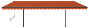 Toldo automático LED e sensor de vento 6x3 m laranja e castanho