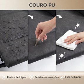 Poltrona Relax Reclinável Elétrica Elevatória em Couro PU com Controlo Remoto, Assento com Molas, Apoio para os Pés, Cinzento