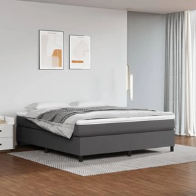 Estrutura de cama com molas 180x200cm couro artificial cinzento