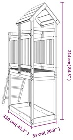 Conjunto de brincar p/ exterior 53x110x214 cm pinho maciço