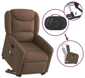Poltrona reclinável massagens tecido castanho