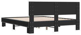 Estrutura de cama 160x200 cm derivados de madeira/metal preto