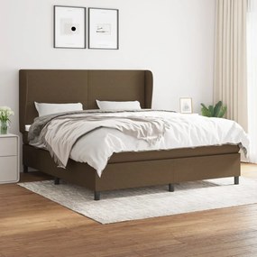 vidaXL Cama com molas/colchão 160x200 cm tecido castanho-escuro