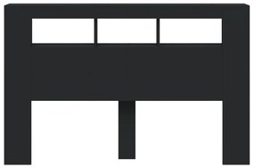 Cabeceira cama c/ LEDs 160x18,5x103,5 cm deriv. madeira preto