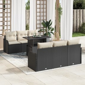 Conjunto de Sofá para Jardim vidaXL de 7 Peças com Almofadas em Rattan