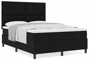 Cama Box Spring com colchão preta 140x200 cm tecido