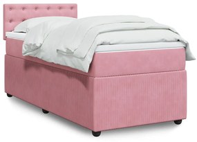 Cama com molas/colchão 90x190 cm veludo rosa