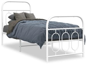 Estrutura de cama com cabeceira e pés 75x190 cm metal branco