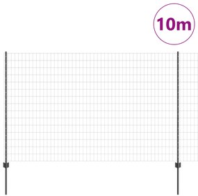 Cerca Euro com 10 Postes Cinza 1,6x10 m Aço