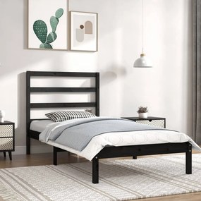 Estrutura cama de solteiro 90x190 cm madeira maciça preto