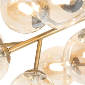 Candeeiro de teto Art Deco bronze com vidro âmbar 20 luzes - Bianca Art Deco