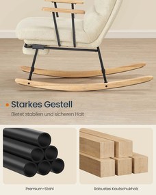 Cadeira de baloiço ajustável com pés em madeira de borracha castanho camelo