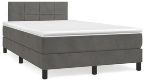 vidaXL Cama boxspring com colchão 120x190 cm veludo cinzento-escuro
