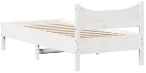 Cama sem colchão 100x200 cm madeira de pinho maciça branco