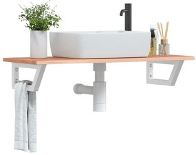 vidaXL Prateleira de parede p/ lavatório aço/madeira carvalho maciça