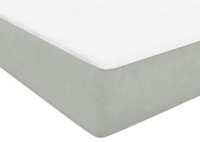 Cama boxspring c/ colchão 120x210 cm veludo cinzento-claro