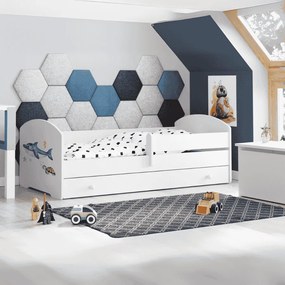 Cama infantil branca LUK tubarão 140x70 com gaveta - colchão e estrado incluído