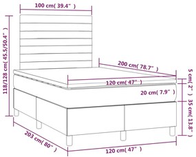 Cama box spring c/ colchão e LED 120x200 cm tecido cor creme