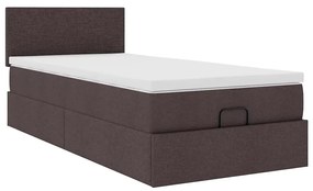 Cama otomana com colchão 90x200 cm tecido castanho escuro