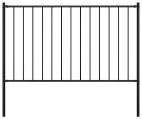 Painel de vedação c/ postes aço revestido a pó 1,7x1 m preto