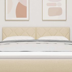 Cabeceira LED Design Blocos de Diamante Creme 160 cm Tecido